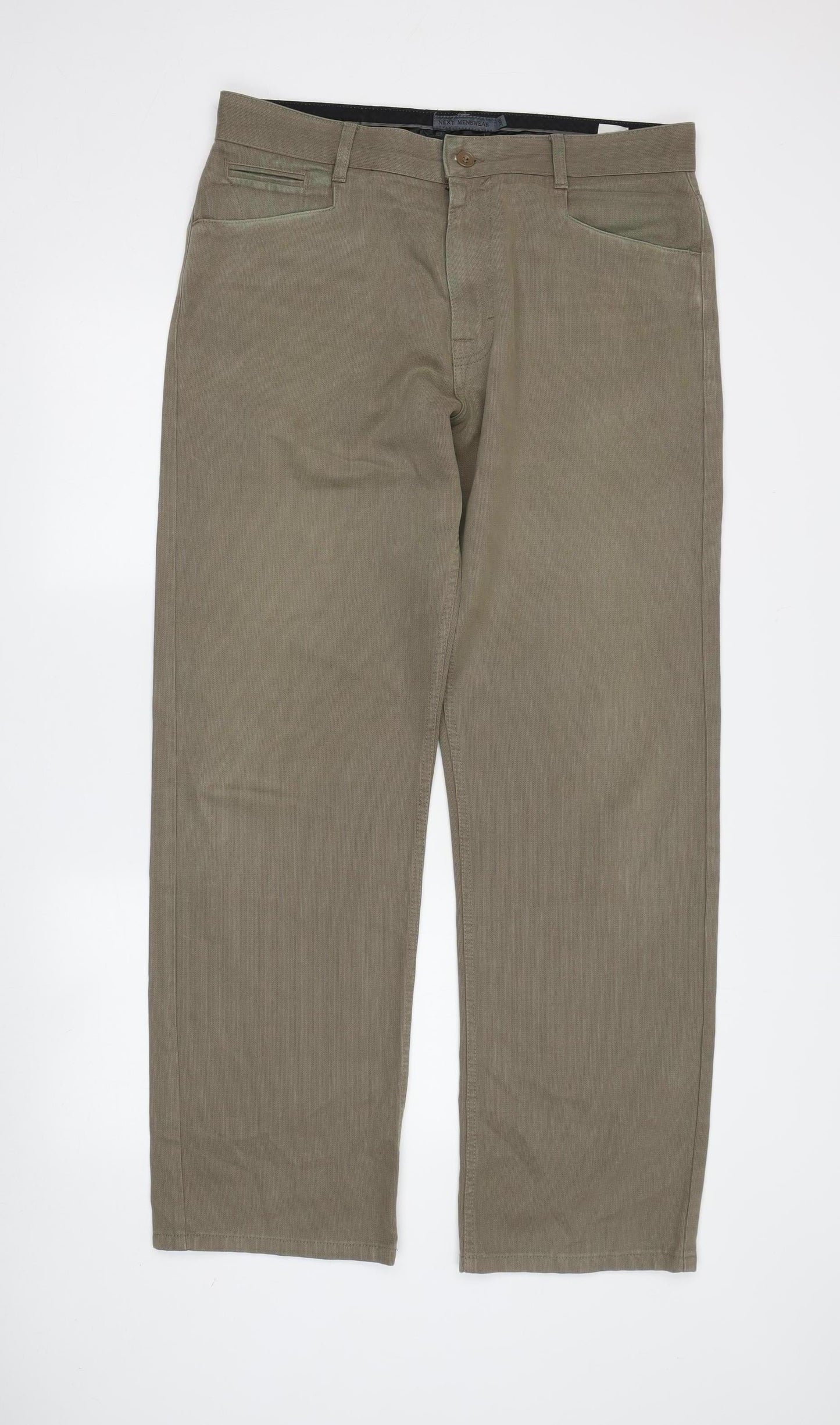 Next Men's Brown Chino Trousers - Cotton Blend 34" Waist