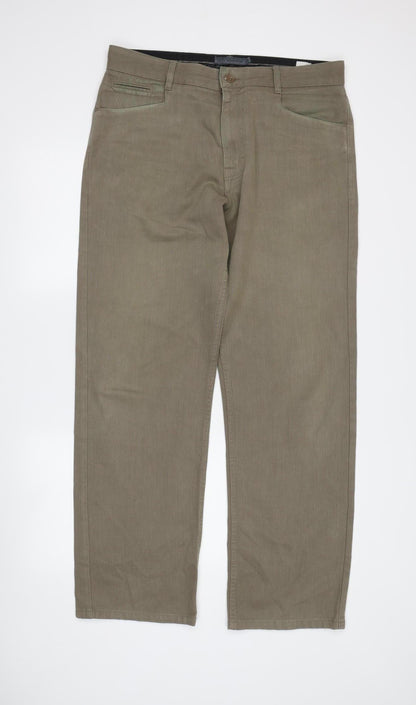 Next Men's Brown Chino Trousers - Cotton Blend 34" Waist