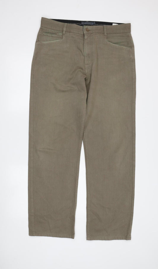 Next Men's Brown Chino Trousers - Cotton Blend 34" Waist
