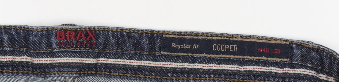 Mens UK Size 40 BRAX Regular Fit Straight Blue Jeans