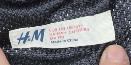 H&M Unisex Kids Black Hooded Windbreaker Jacket 14 Years