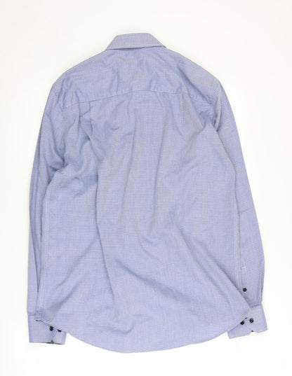 Next Men's Blue Geometric Button-Up Shirt Size 15.5