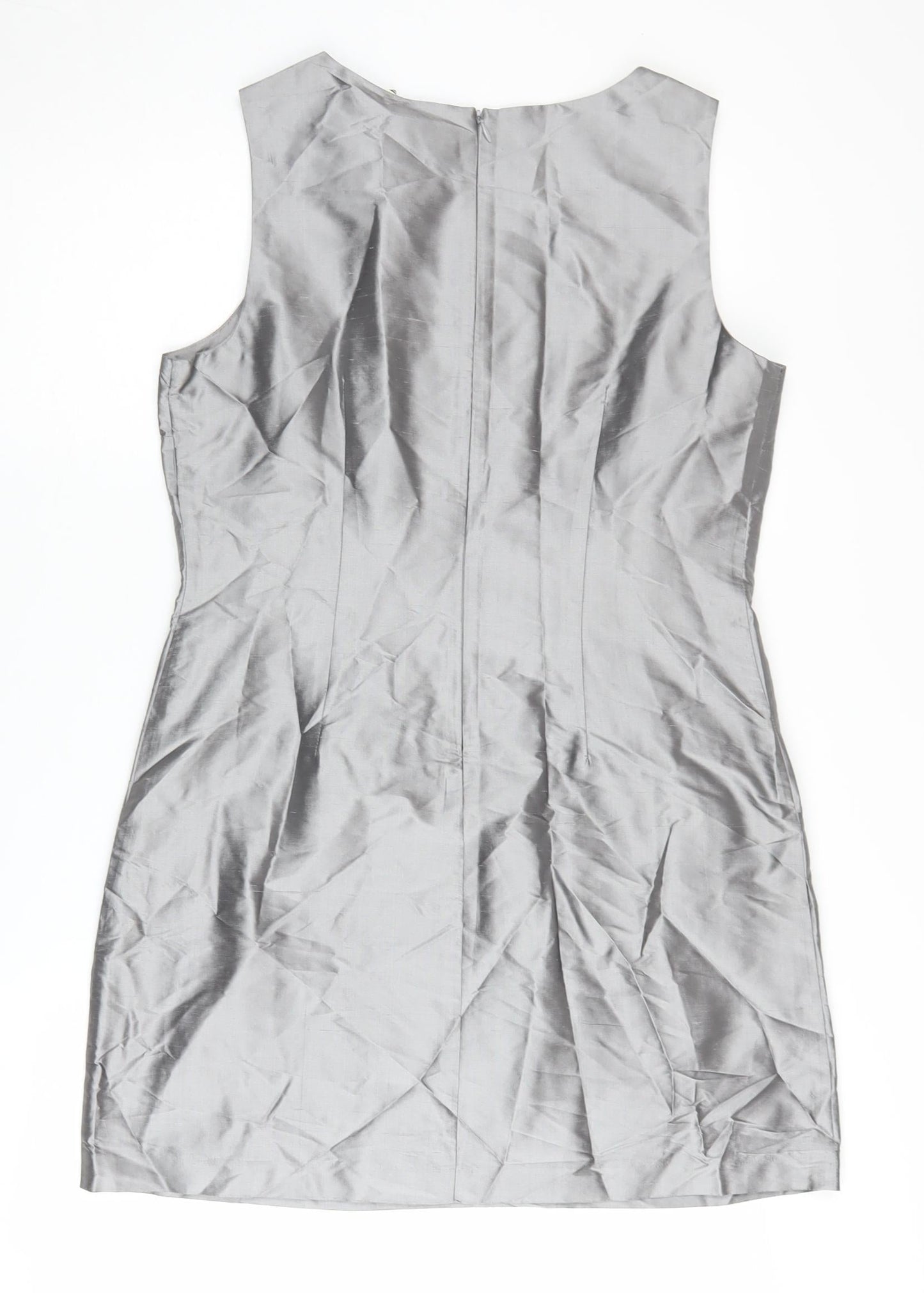 Oasis Women Grey Beaded Sheath Dress Size 14