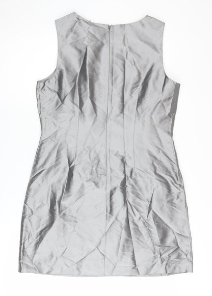 Oasis Women Grey Beaded Sheath Dress Size 14