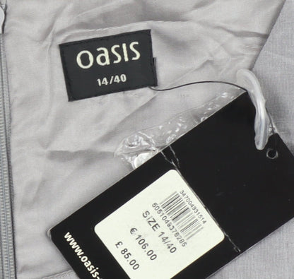 Oasis Women Grey Beaded Sheath Dress Size 14