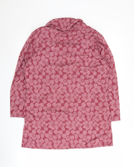 Bassini Women's Pink Floral Cowl Neck Pullover Jumper Size 16