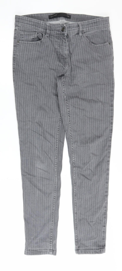 Next Women's Grey Striped Skinny Jeans Size 12