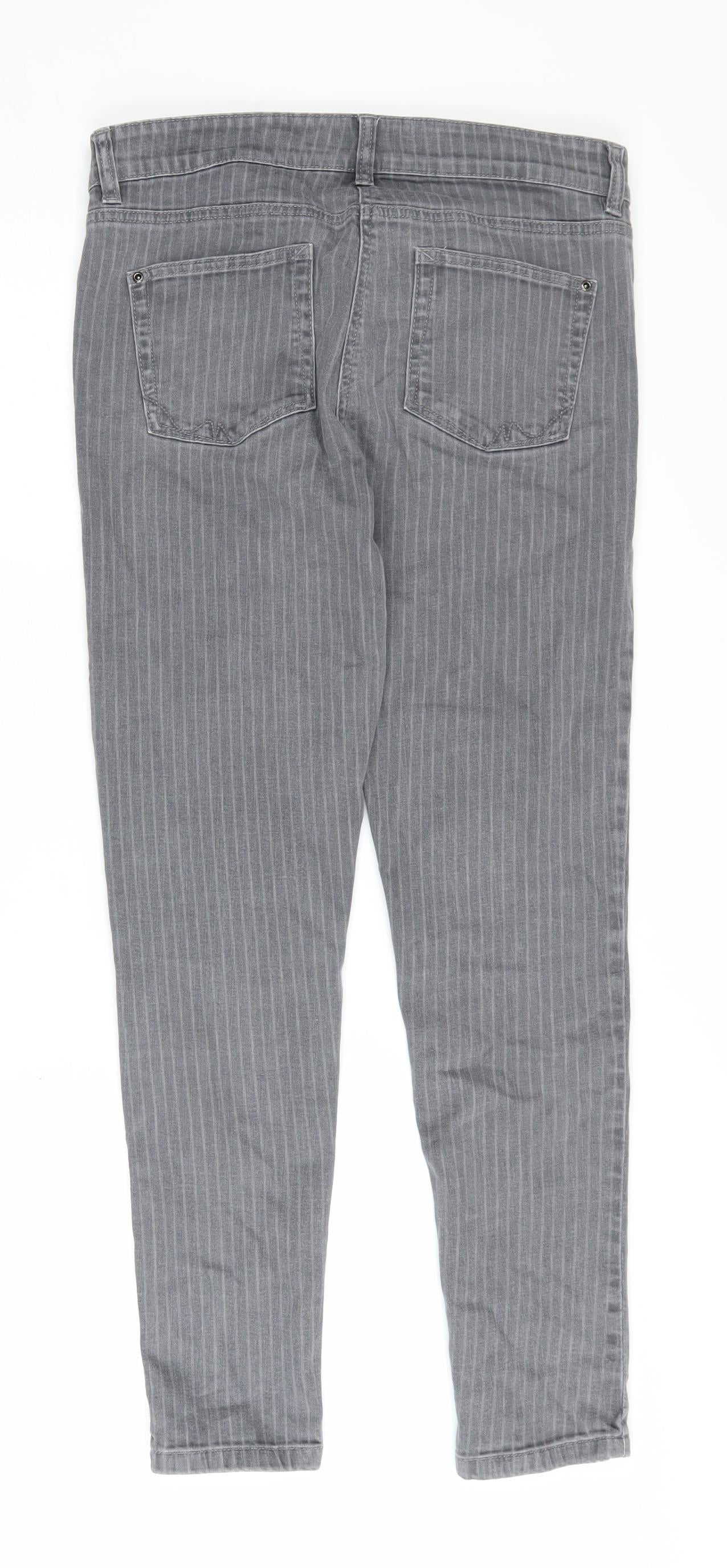Next Women's Grey Striped Skinny Jeans Size 12