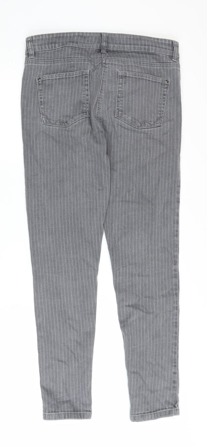 Next Women's Grey Striped Skinny Jeans Size 12