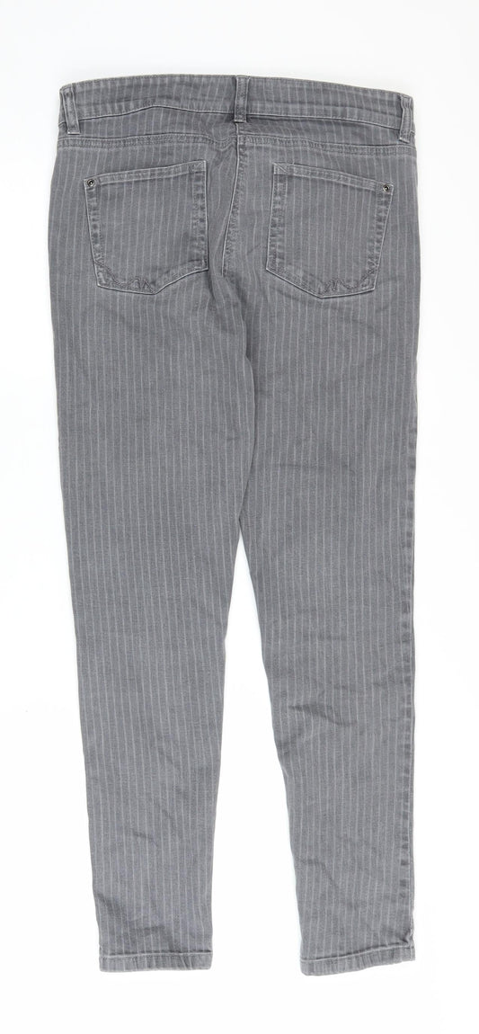 Next Women's Grey Striped Skinny Jeans Size 12