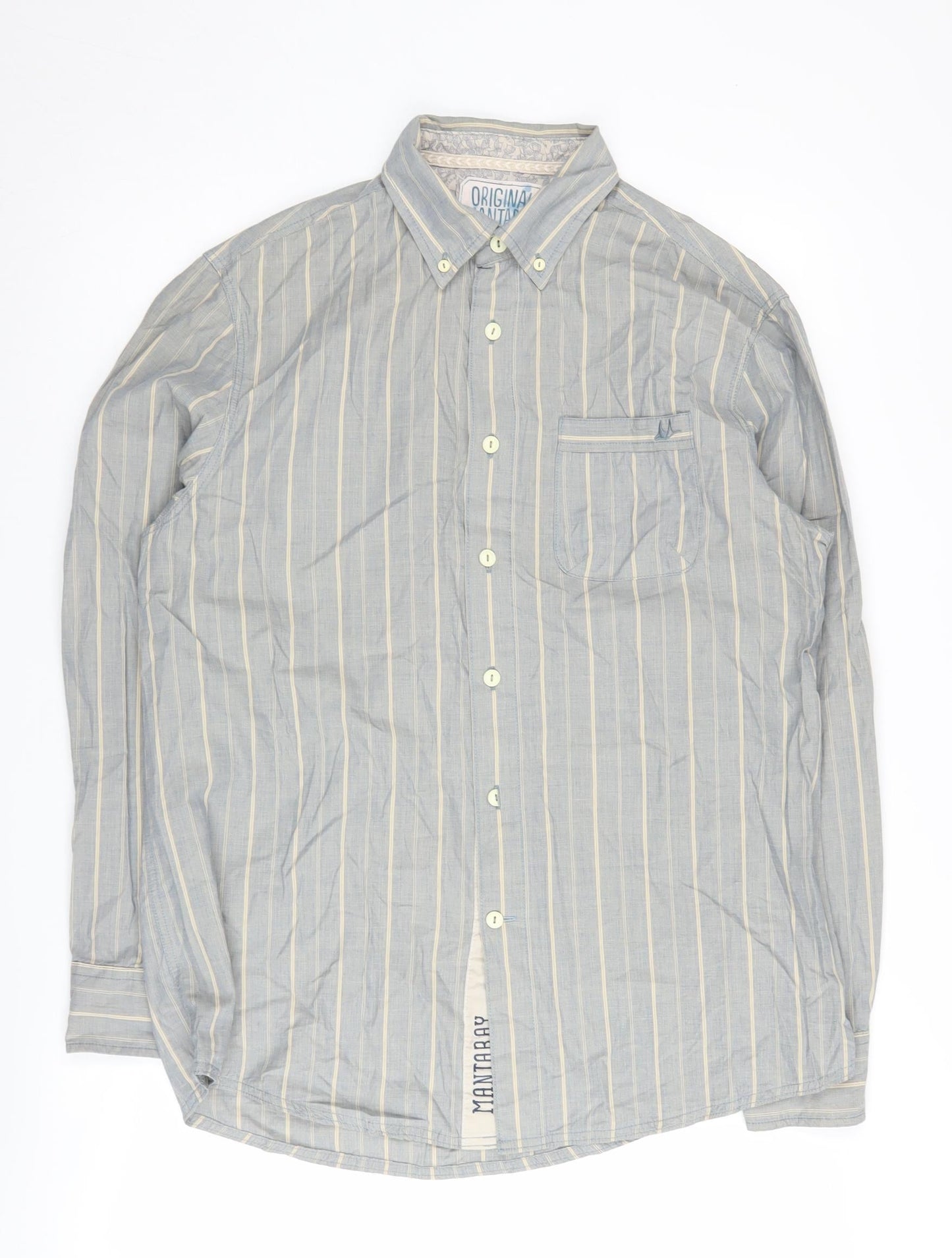 Mantaray Grey Men's M Button-Up Striped Shirt