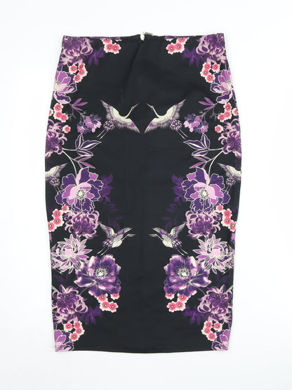 Dorothy Perkins Women's Black Floral Pencil Skirt Size 10