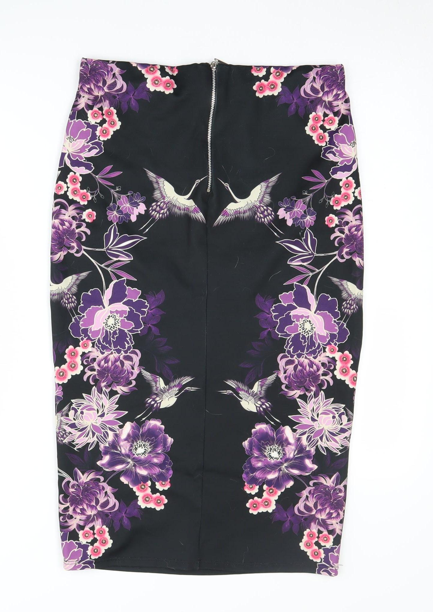 Dorothy Perkins Women's Black Floral Pencil Skirt Size 10