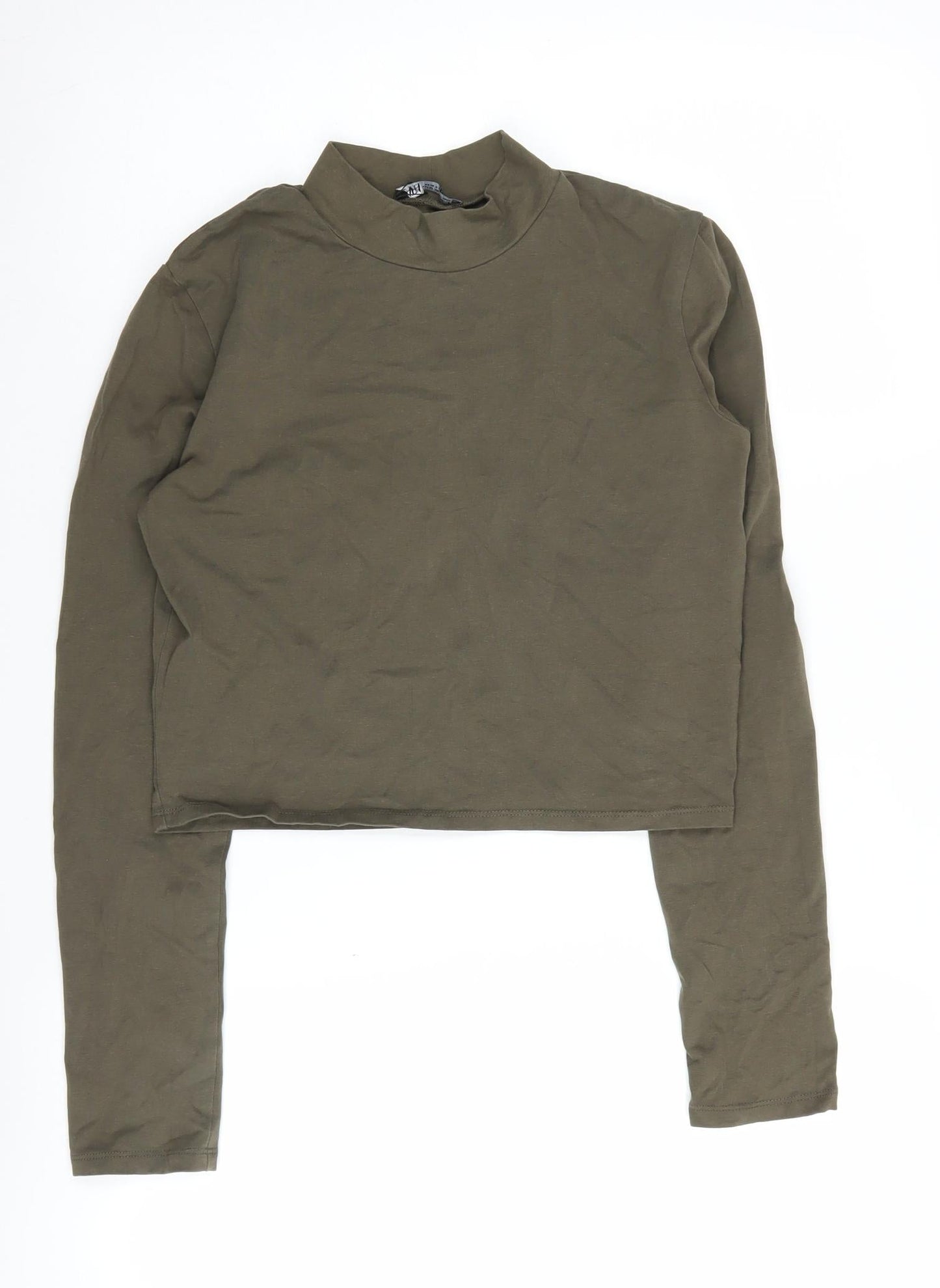 Womens UK Size 12 Zara Green Cropped T-Shirt