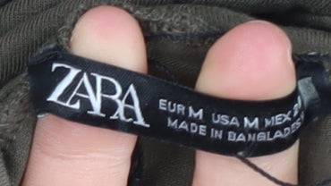 Womens UK Size 12 Zara Green Cropped T-Shirt