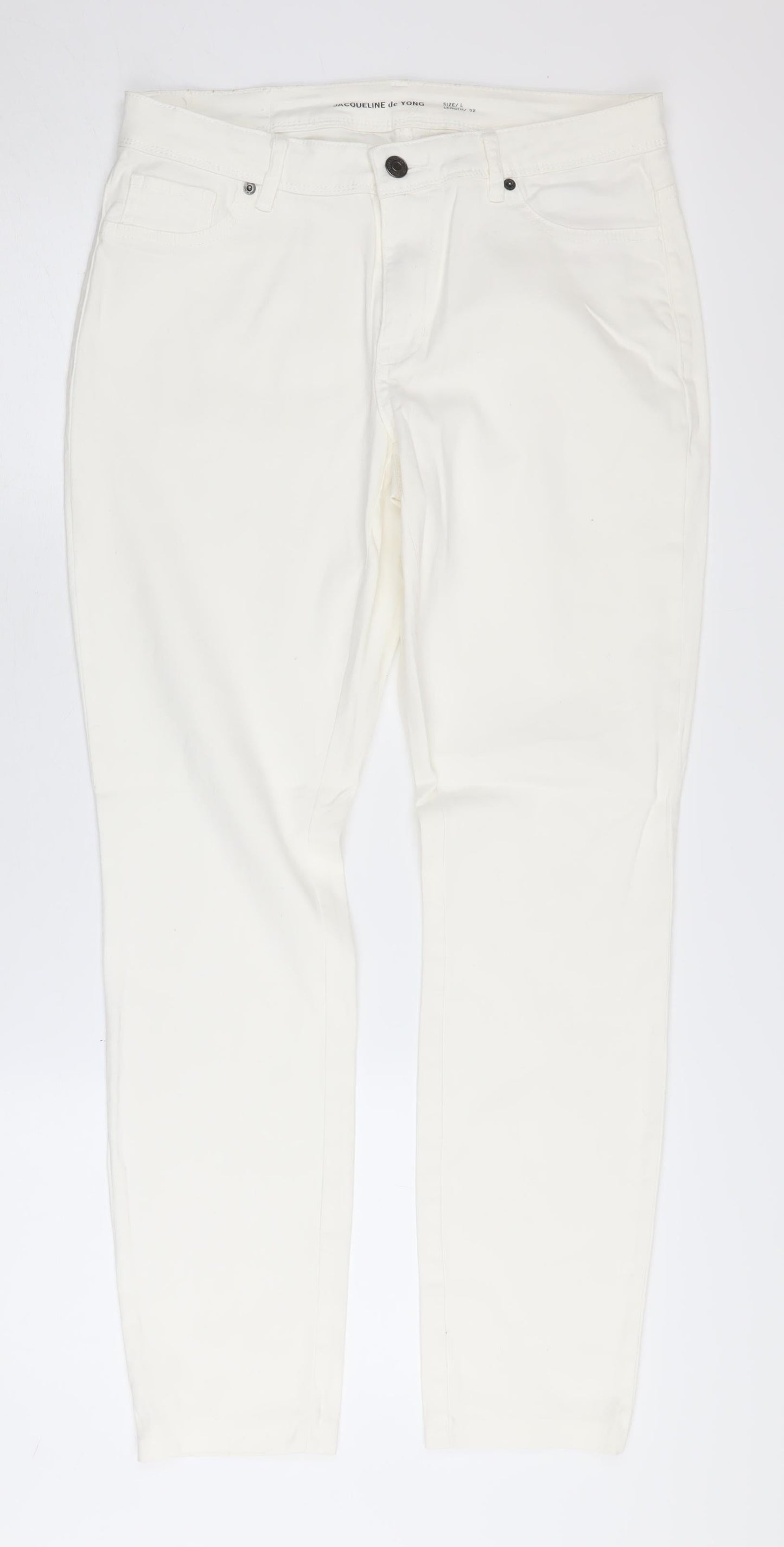 Womens UK Size L Jacqueline de Yong Regular Fit Straight White Jeans