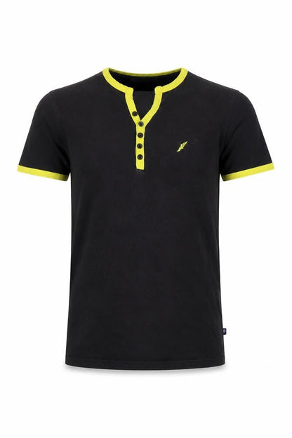 Brook Haven Men's Black Henley T-Shirt Medium