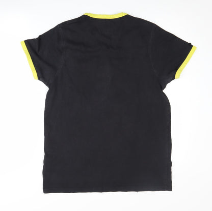 Brook Haven Men's Black Henley T-Shirt Medium