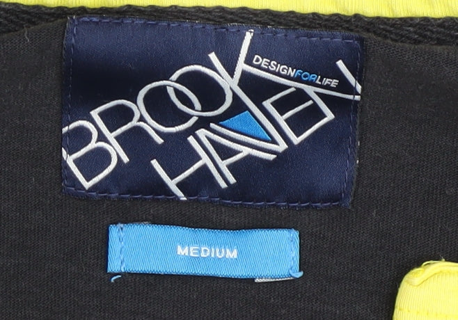 Brook Haven Men's Black Henley T-Shirt Medium