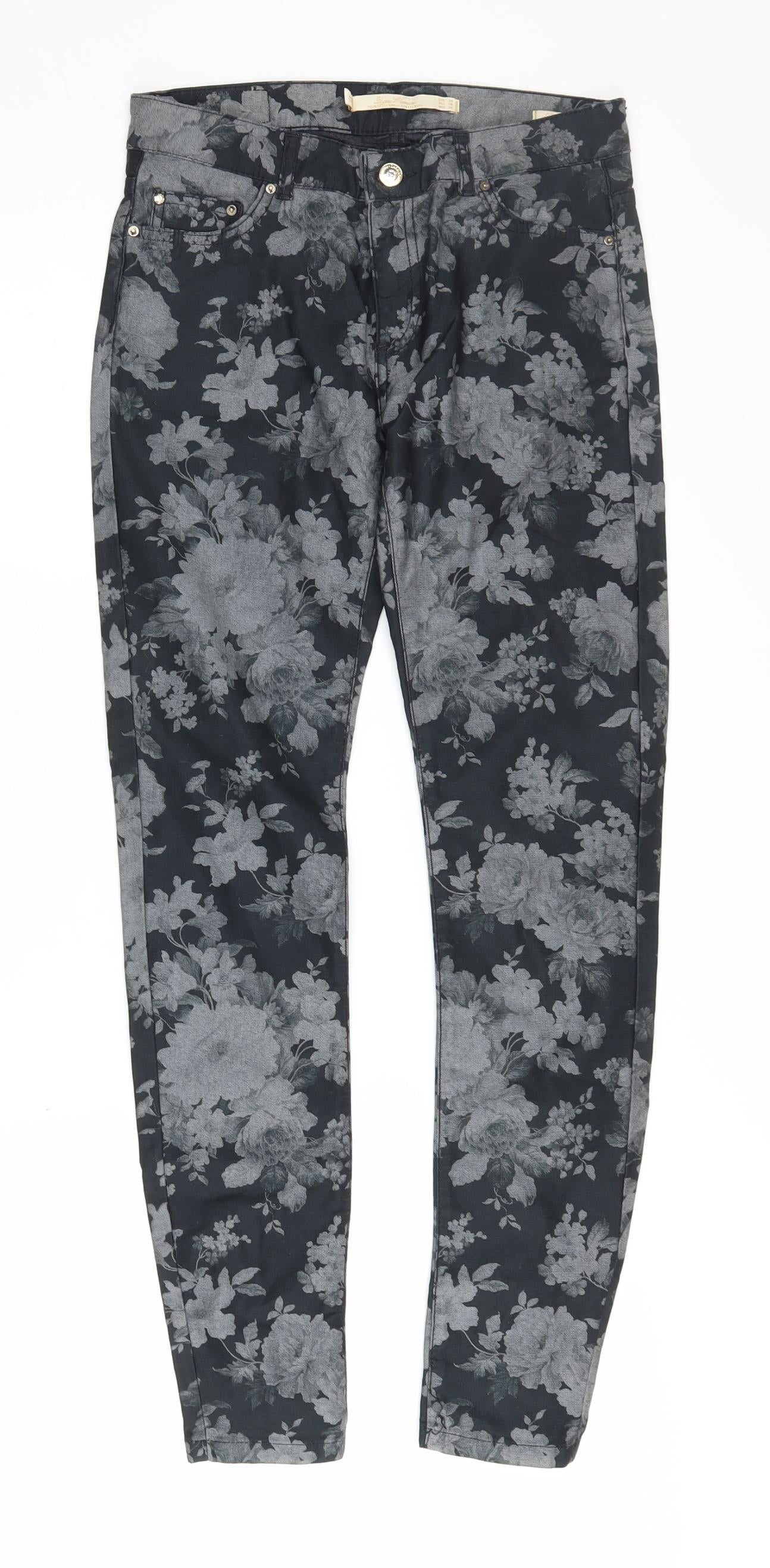 Liz Claiborne Women's Black Floral Slim Ankle Jeans