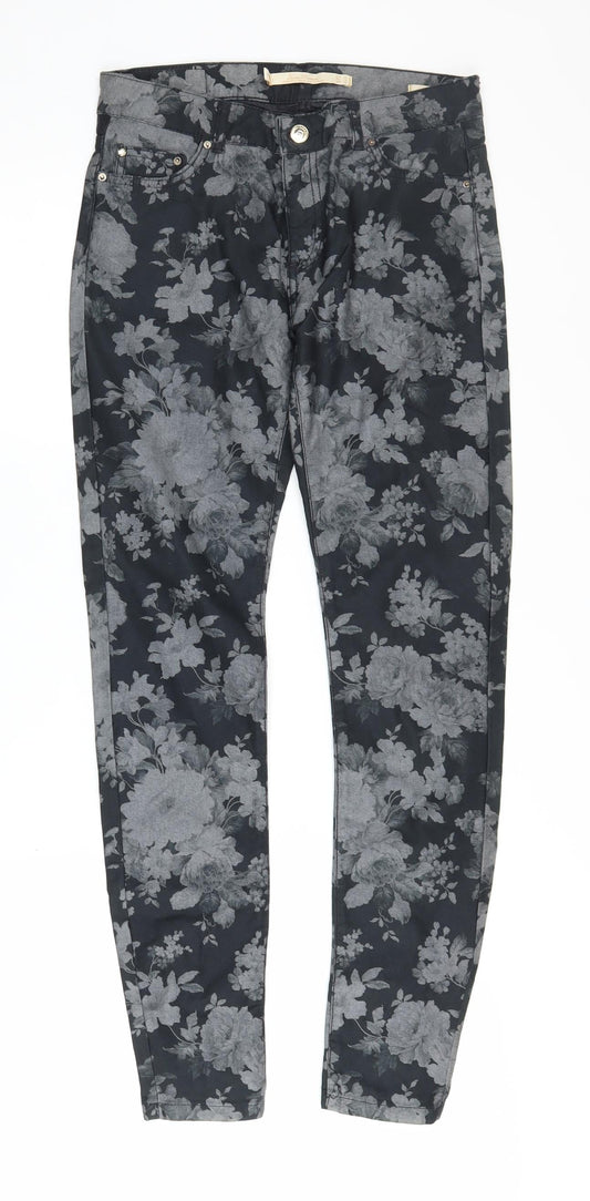 Liz Claiborne Women's Black Floral Slim Ankle Jeans