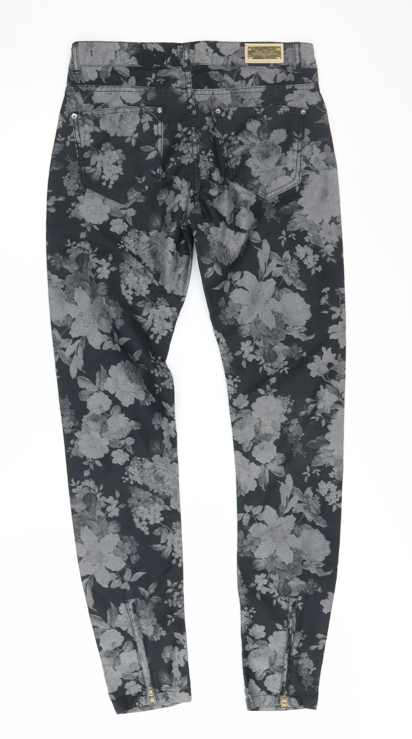 Liz Claiborne Women's Black Floral Slim Ankle Jeans