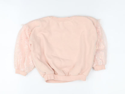 River Island Girls Pink Sequin Pullover Sweatshirt 2 Years
