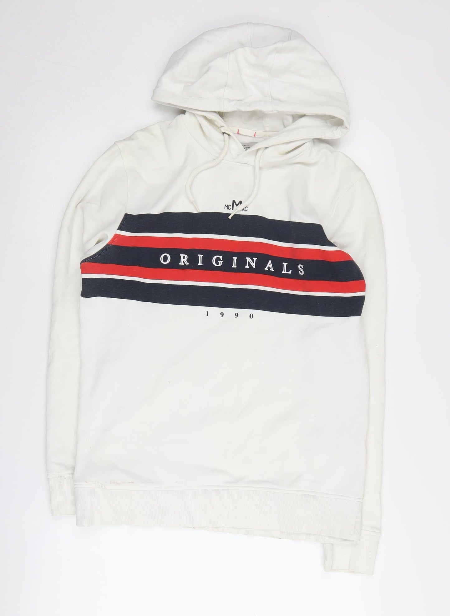 Mens UK Size M JACK & JONES White Pullover Hoodie