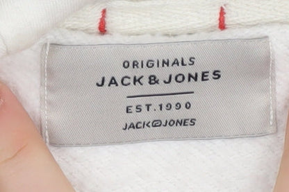 Mens UK Size M JACK & JONES White Pullover Hoodie