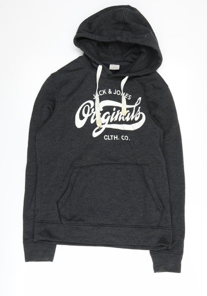 Mens UK Size S JACK & JONES Black Pullover Hoodie