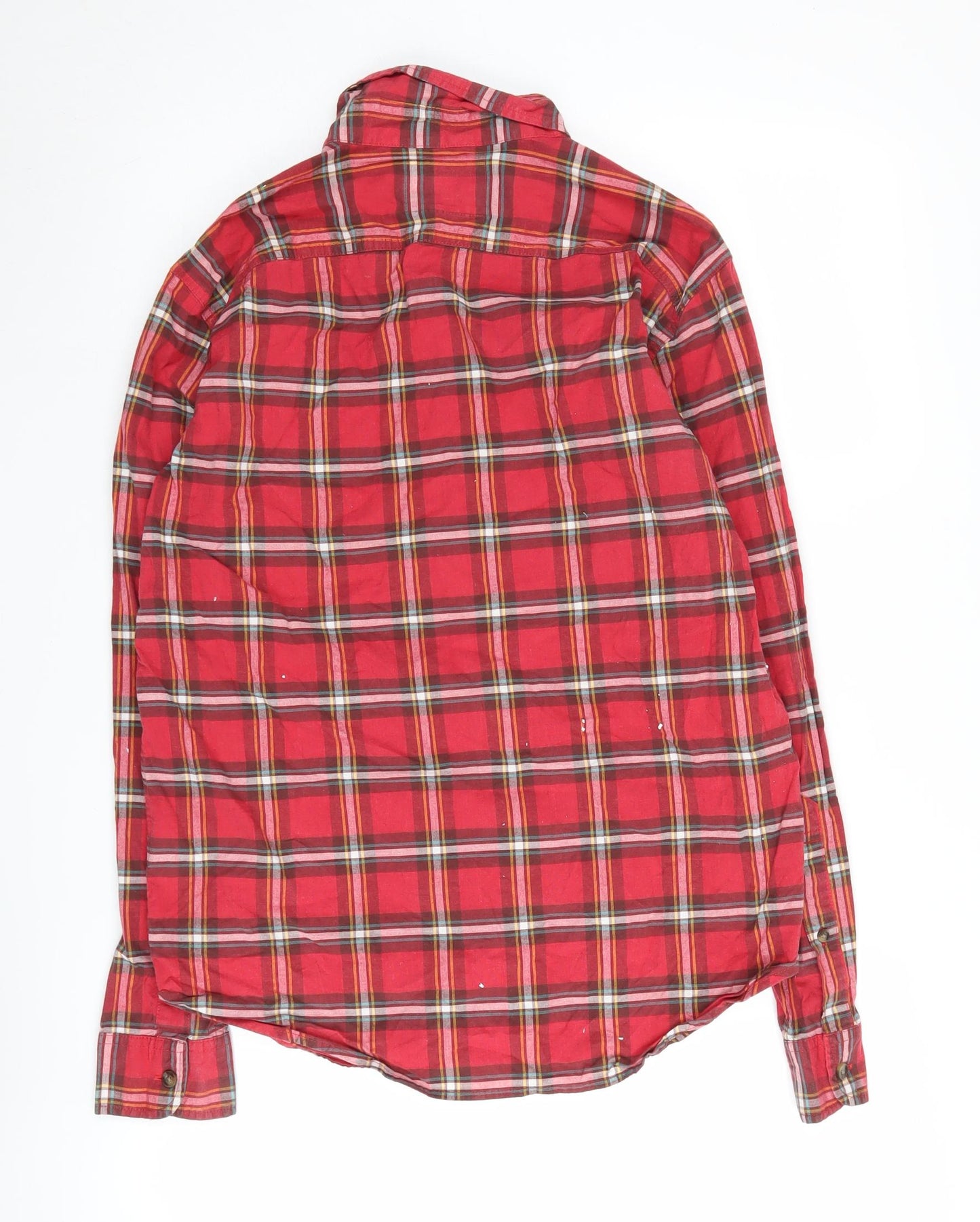 Hollister Men's Red Plaid Slim Fit Button-Up Shirt M