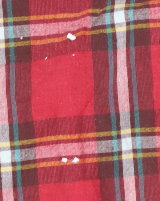 Hollister Men's Red Plaid Slim Fit Button-Up Shirt M