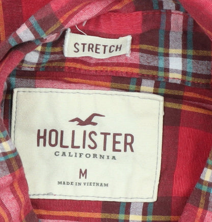 Hollister Men's Red Plaid Slim Fit Button-Up Shirt M