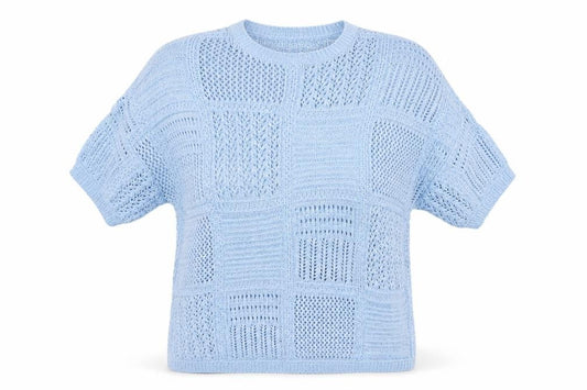 Front view of ASOS DESIGN Women's Blue Crew Neck jumper S