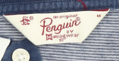 Penguin Men’s Blue Striped Polo Shirt Size M