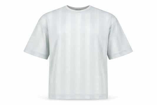 Front view of ASOS DESIGN Men's Grey Striped Crew Neck T-Shirt M