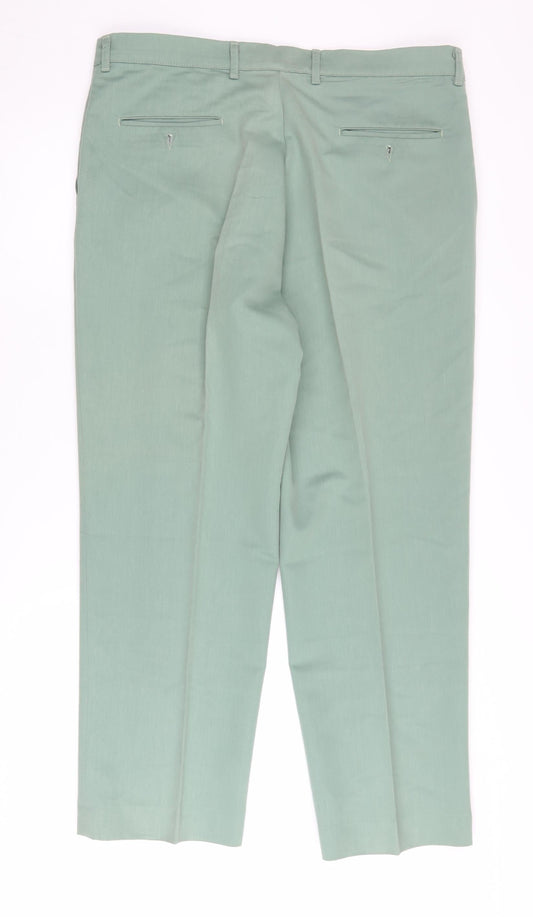Farah Men's Green Straight Fit Trousers - Size L