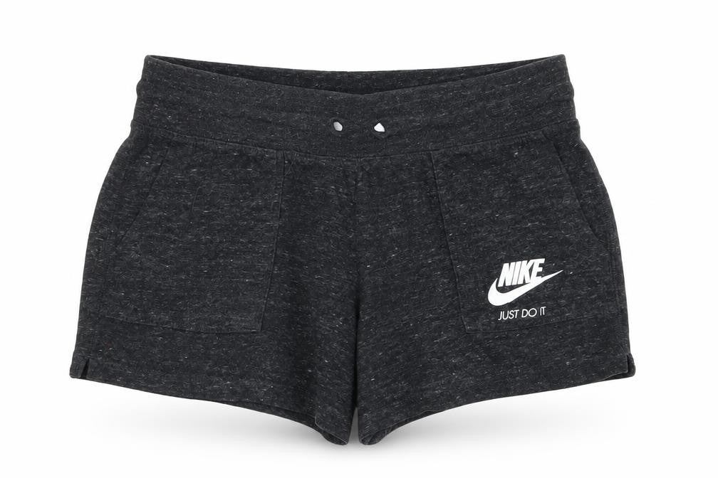 Front view of Nike girls’ black athletic shorts xl cotton polyester