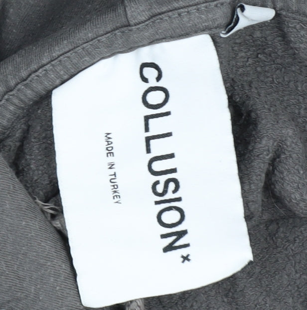 Mens UK Size L COLLUSION Grey Pullover Hoodie