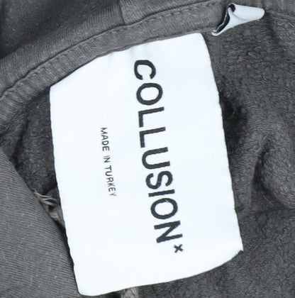 Mens UK Size L COLLUSION Grey Pullover Hoodie