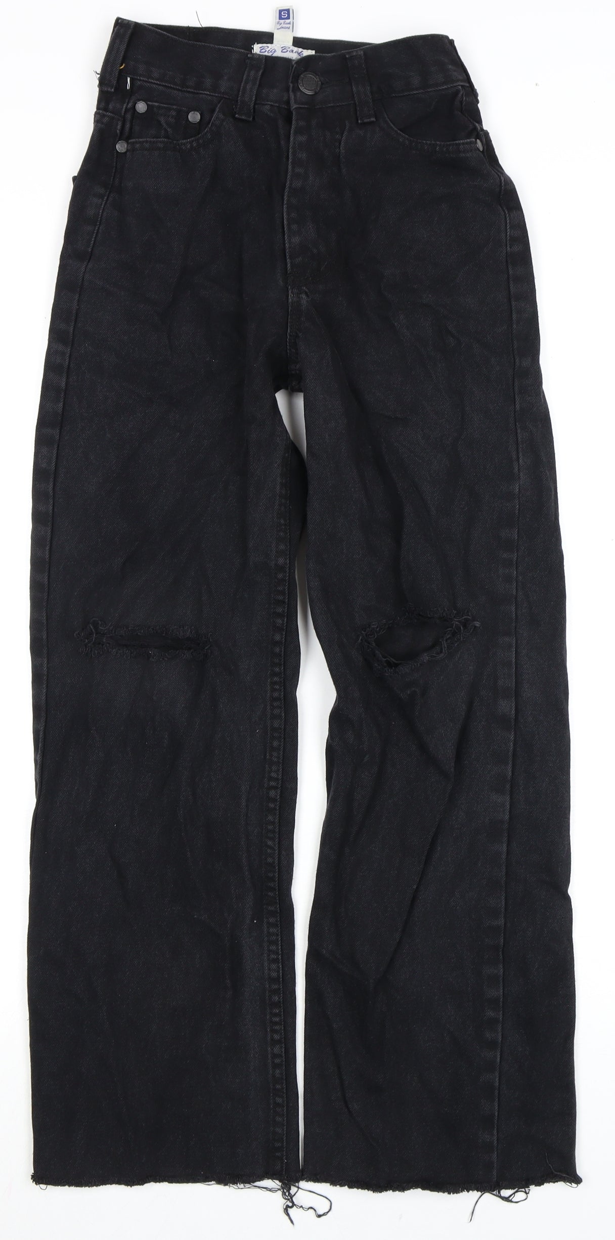 Big Bark Women's Black Straight Jeans S Distressed