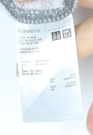 Uniqlo Men's Grey Striped Long Sleeve T-Shirt L