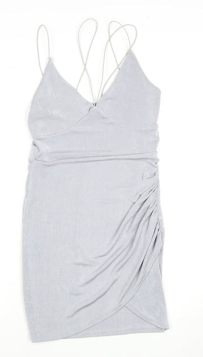 Boohoo Women’s Grey Slip Dress Size 10 Party Staple