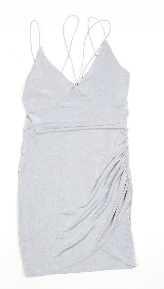 Boohoo Women’s Grey Slip Dress Size 10 Party Staple