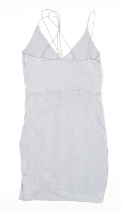 Boohoo Women’s Grey Slip Dress Size 10 Party Staple