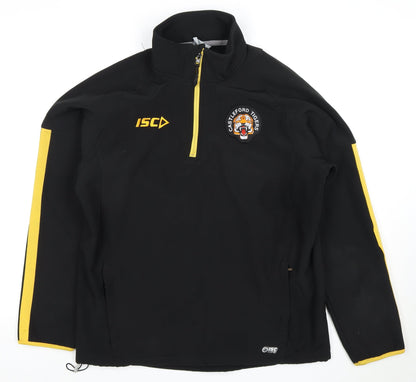 ISC Men's Black Sports Sweatshirt Size L 1/4 Zip
