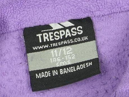 Trespass Girls Purple 1/4 Zip Fleece Hoodie, 11 Years
