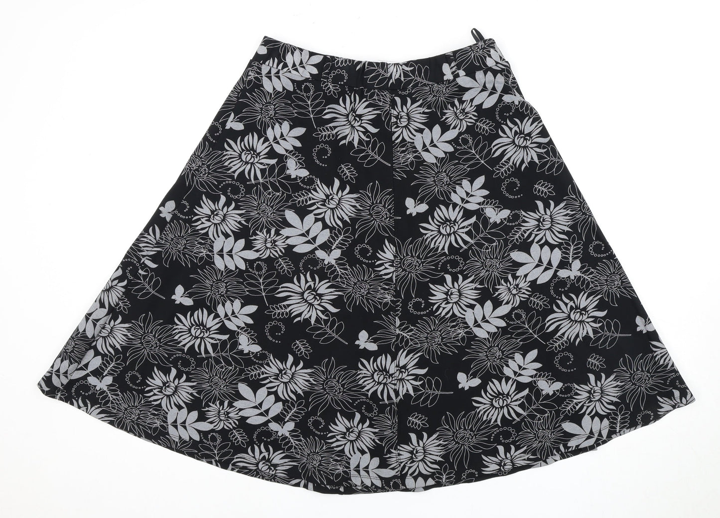 Damart Women's Black Floral A-Line Knee-Length Skirt