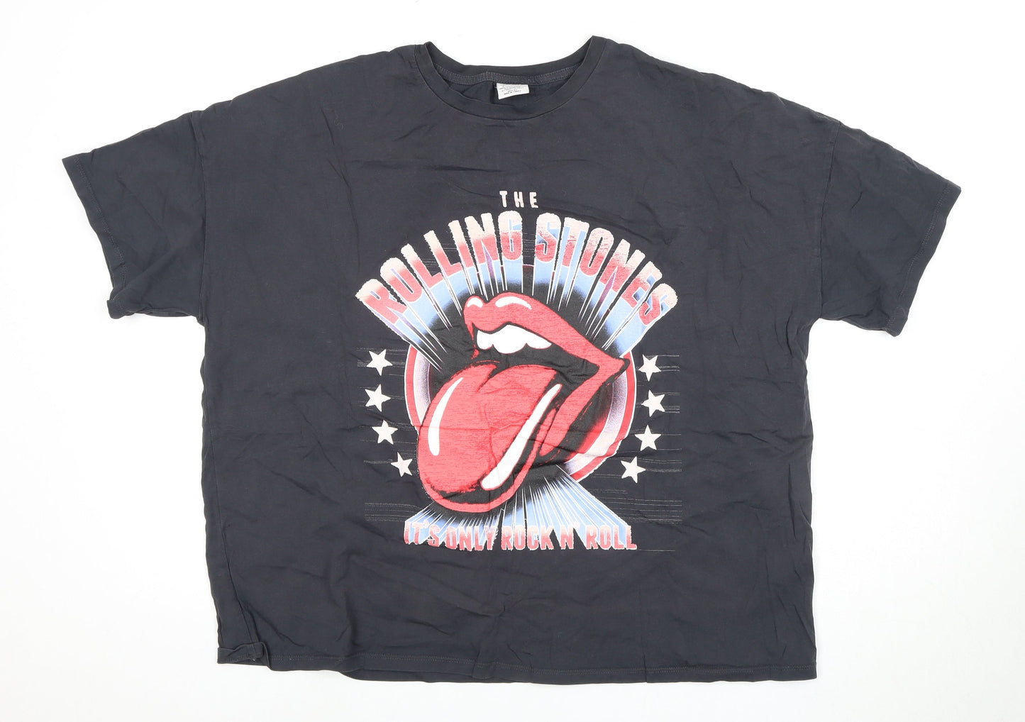 Unisex Adults UK Size XL The Rolling Stones Black Basic T-Shirt
