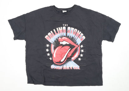 Unisex Adults UK Size XL The Rolling Stones Black Basic T-Shirt